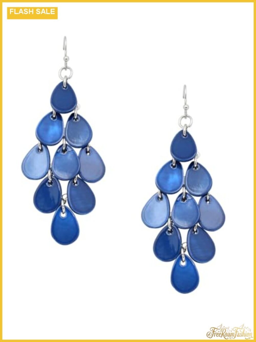 Shell Teardrop Dangle Earrings Long Layered Rhombic Drop Statement Beach Jewelry